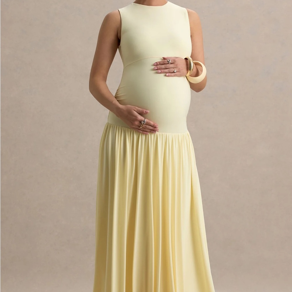 Club L London Soft Yellow Maxi Dress Size US 8